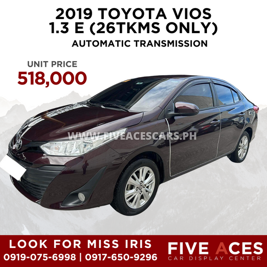 2019 TOYOTA VIOS 1.3L E AUTOMATIC TRANSMISSION (26T KMS ONLY!) TOYOTA